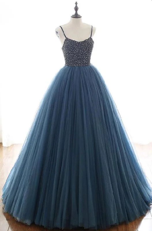 women's mother of the bride dressesCharming Tulle Spaghetti Straps Beaded Sequins Formal Prom Dresses,Elegant Evening Formal Dresses  gh2263