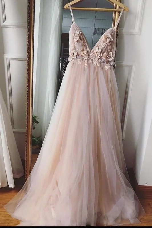 Sweetheart Neckline DressSimple sweetheart neck tulle lace long prom dress, tulle evening dress gh2284