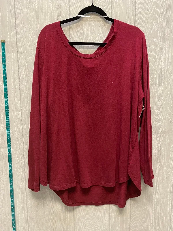 women's tops for those who want to add a pop of color to their outfitsTop Long Sleeve Basic By Ava & Viv In Red, Size: 3x