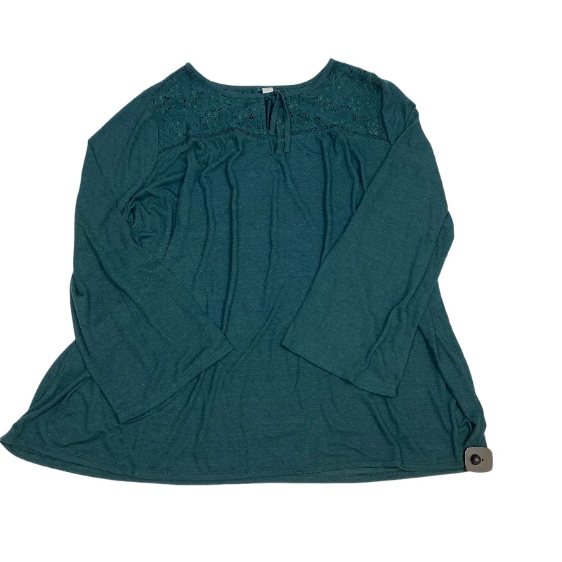 women's tops for those who want to wear pieces that are both comfortable and stylishTop Long Sleeve By Old Navy In Green, Size: 3x