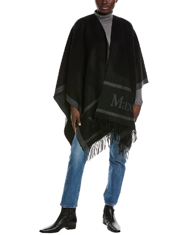 women's coats for glamorous eveningsMax Mara Logo Jacquard Wool Cape