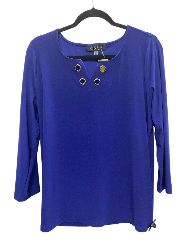 women's tops for those who want to stay cool and chic during warmer weatherTop Long Sleeve By Kasper In Blue, Size: L