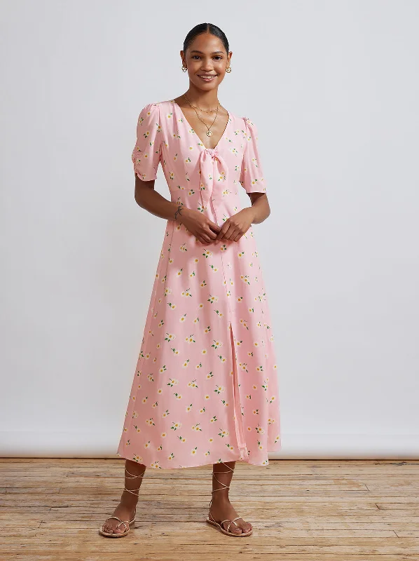 women's designer dressesBell Pink Daisy Midi Dress