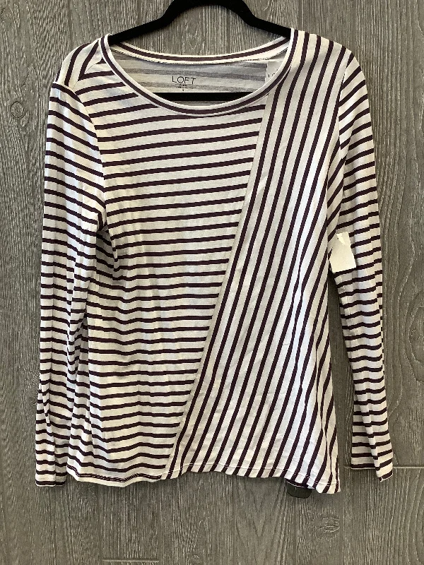 women's tops with sequin embellishmentsTop Long Sleeve By Loft In Striped Pattern, Size: M