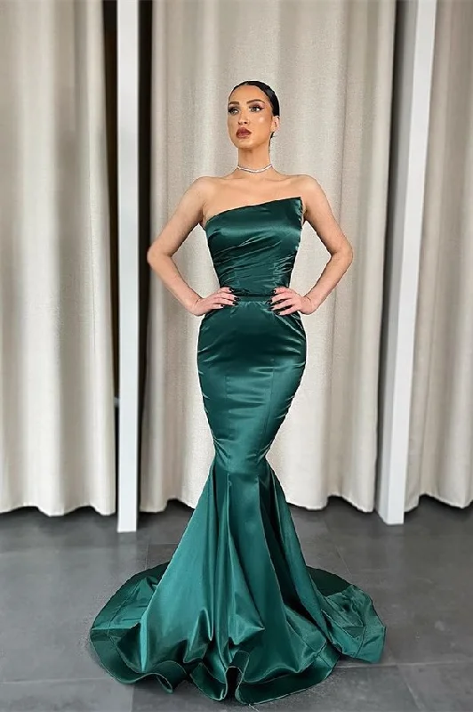 Bridesmaid DressStunning Dark Green Strapless Mermaid Long Evening Dress gh2047