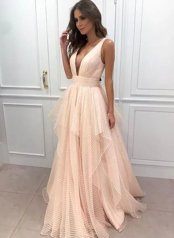 Peter Pan Collar DressPink Prom Dresses A Line Long Evening Dress Tulle Long Evening Gowns  gh2168