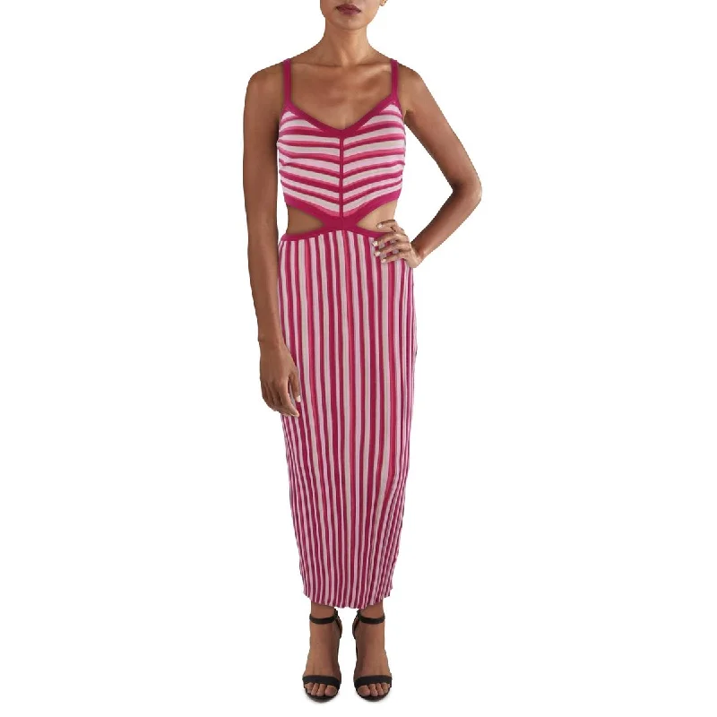 women's high-low dressesTorn By Ronny Kobo Womens Artemis Striped Cut-Out Bodycon Dress