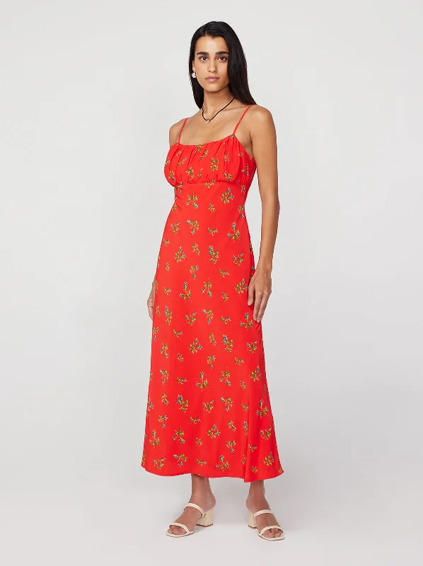 Peplum DressVelma Red Rosebud Midi Dress