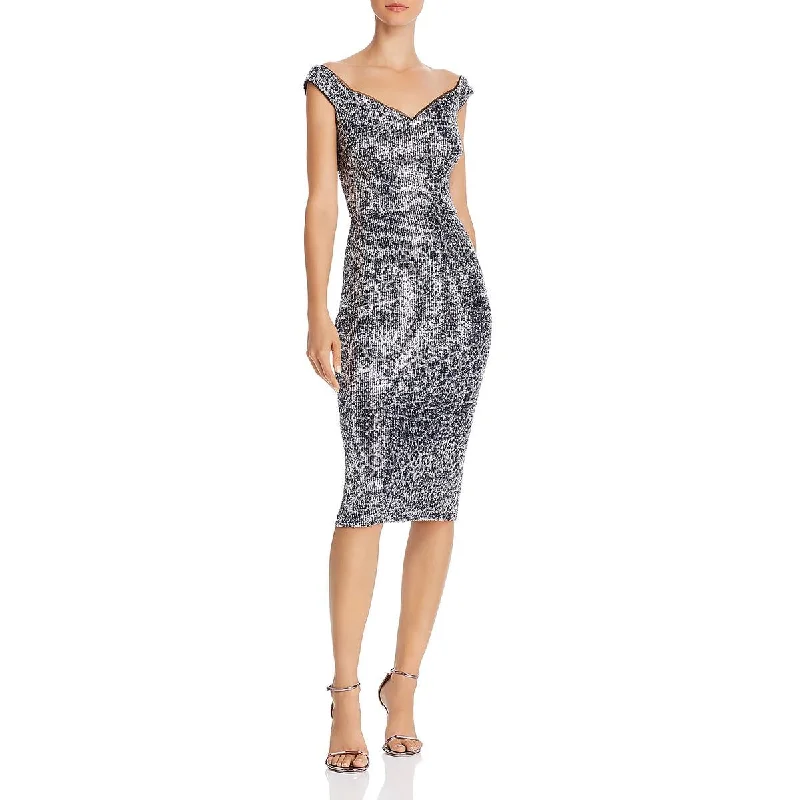 women's pastel dressesAqua Womens Sequined Above Knee Bodycon Dress