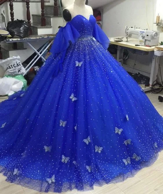 Glitter Dresselegant quinceanera dresses lace appliques tulle ball gown Prom Dress, Evening Dress gh2019