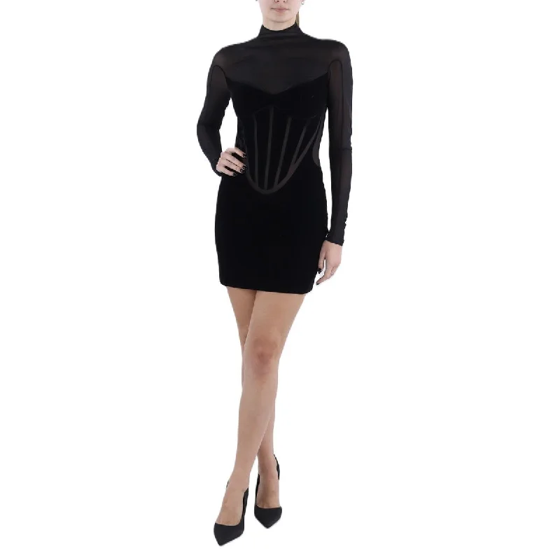 women's casual dressesMugler Womens Mesh Inset Tight Bodycon Dress