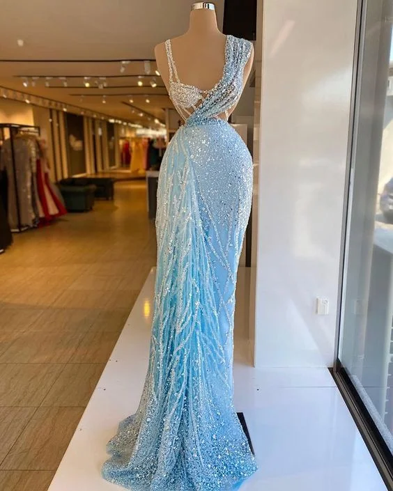 women's luxury dressesBlue gorgeous luxury elegant beaded long ball gown evening dress gh2071