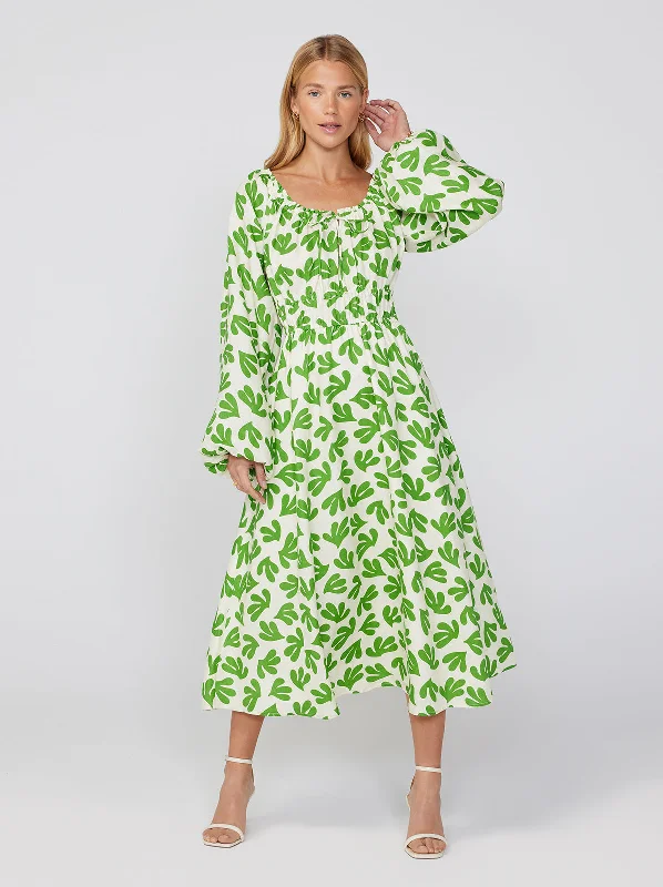 Sheath DressLuella Leaf Print Midi Dress