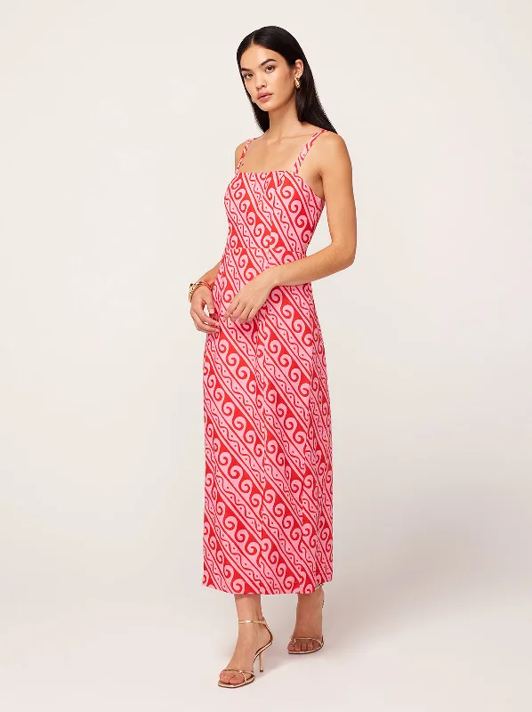 Cut-Out DressUrsula Pink Wave Print Midi Dress