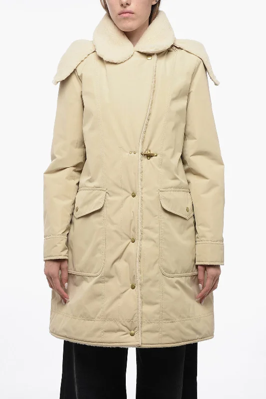 plus-size women's coatsFay Pile-Borg Paded Parka with Hanger Detail