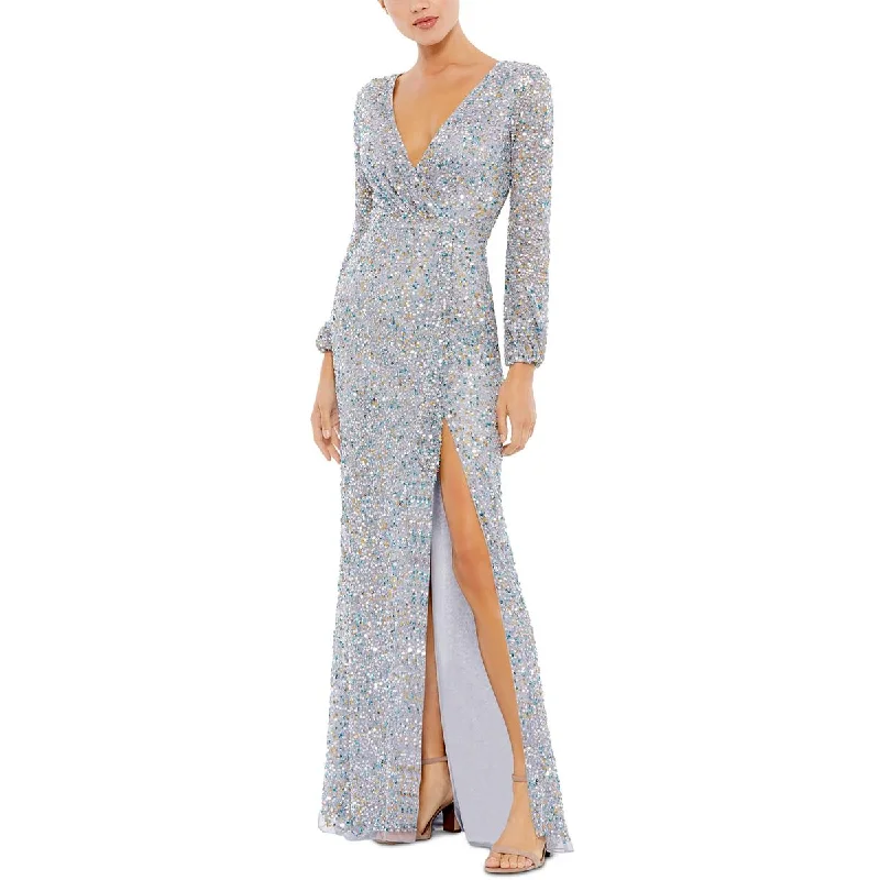 women's shift dressesMac Duggal Womens Sequined Long Evening Dress