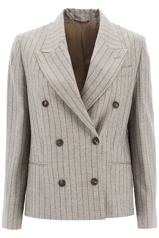 women's coats with zippersBrunello Cucinelli Women's Double-Breasted Mouliné P