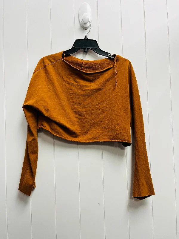 women's tops for cozy nights inTop Long Sleeve By Zara In Tan, Size: S