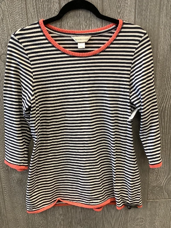 women's tops with lace-up frontsTop Long Sleeve By Christopher And Banks In Striped Pattern, Size: S