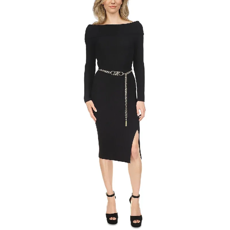 High-Neck DressMichael Kors Womens Ribbed Wool Bodycon Dress