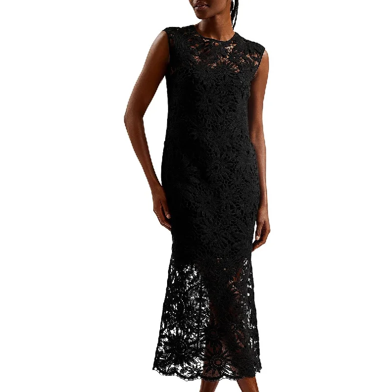 women's hourglass figure dressesTed Baker Womens Crochet Midi Midi Dress