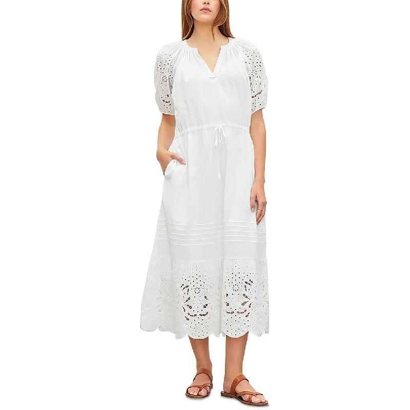 women's maxi dressesVELVET BY GRAHAM & SPENCER Womens Eyelet Puff Sleeve Midi Dress