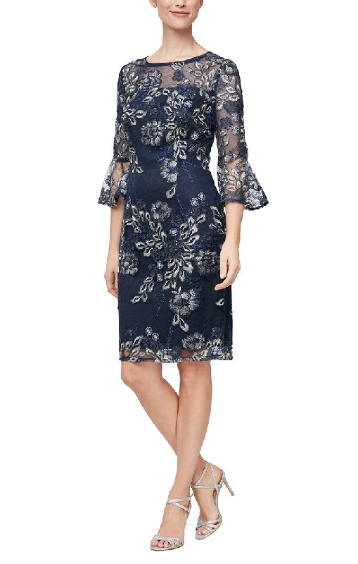 women's flutter-sleeved dressesAlex Evenings 81171384 - Floral Midi Dress