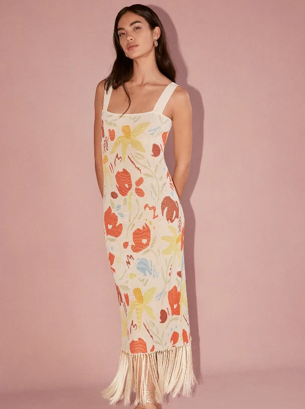 Bow-Tie DressTalitha Pastel Floral Knit Midi Dress