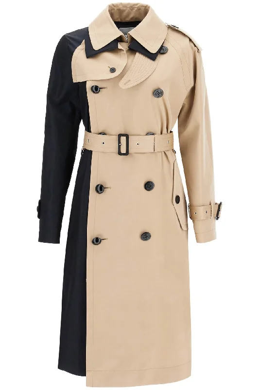 women's coats for business casual attireSacai Women's "Color Block Gabardine Trench