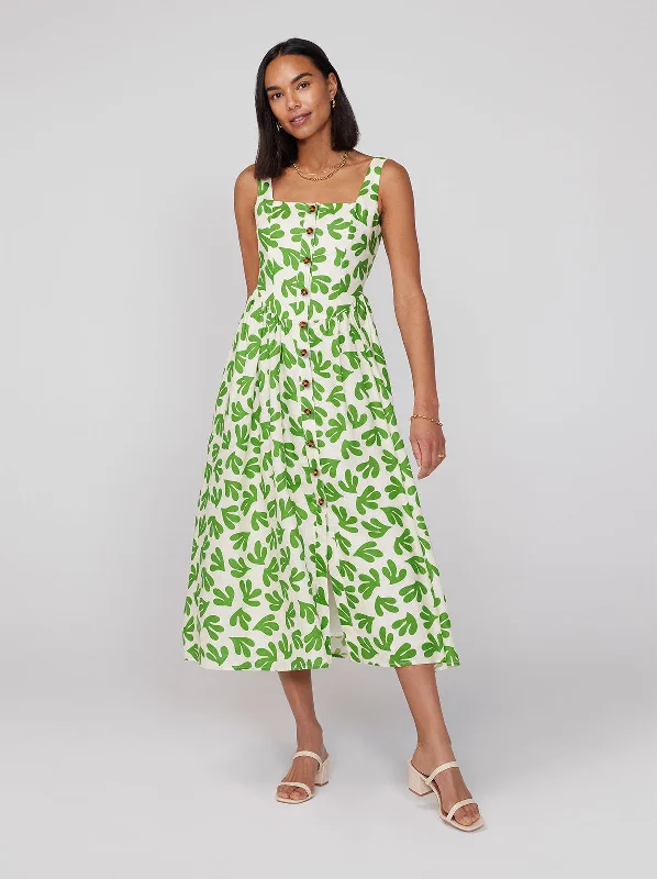 women's unique dressesOlympia Leaf Print Midi Dress