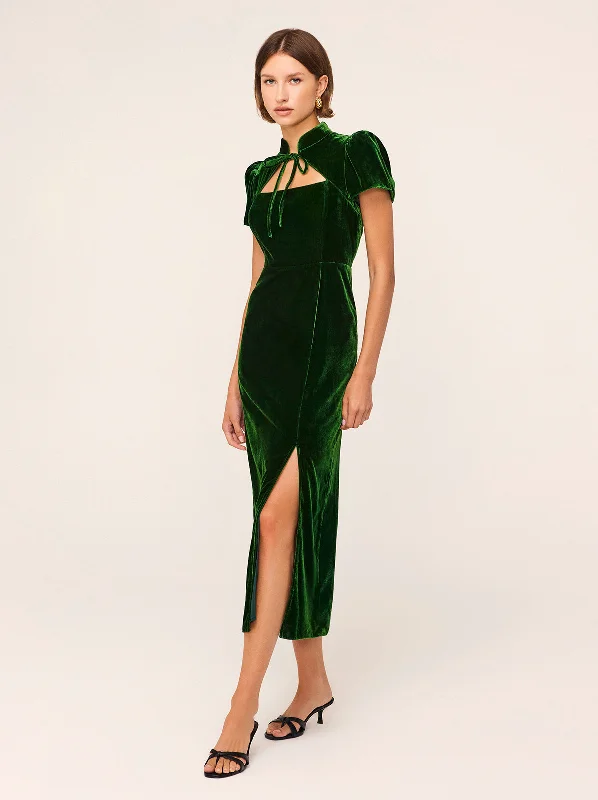 women's limited-edition dressesCarmella Green Velvet Midi Dress