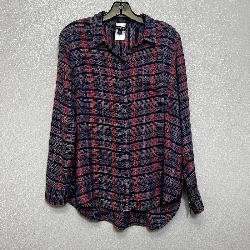 women's tops with spaghetti straps and deep V-necksTop Long Sleeve By Lucky Brand O In Plaid, Size: M