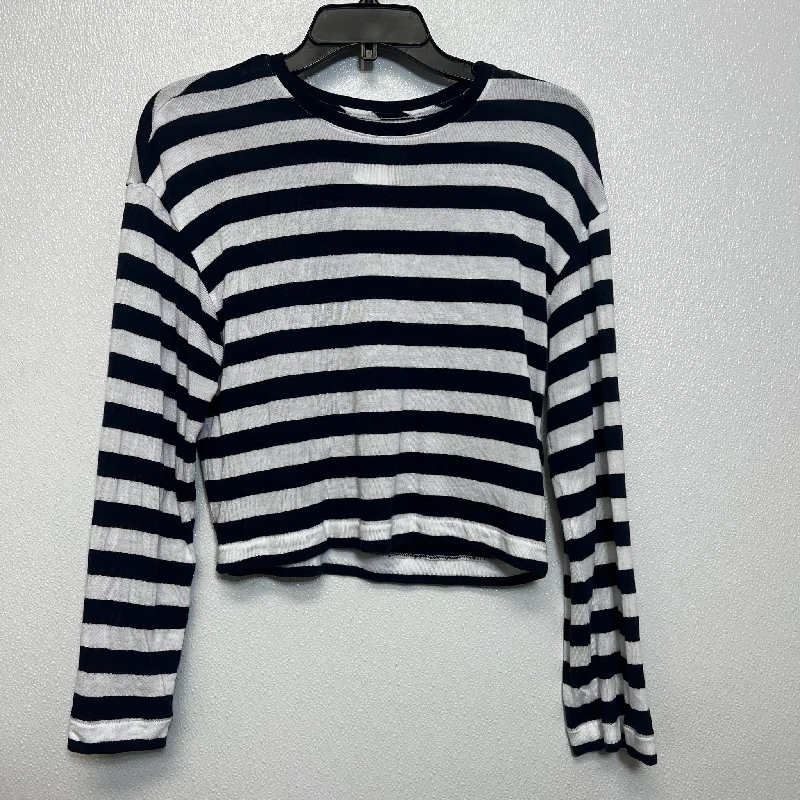 women's tops with beading accentsTop Long Sleeve Basic By Madewell In Striped, Size: M