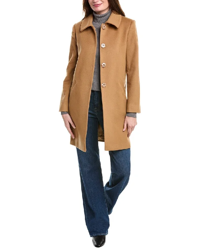 women's coats for snowboardingsofiacashmere Modern Luxe Wool & Cashmere-Blend Coat