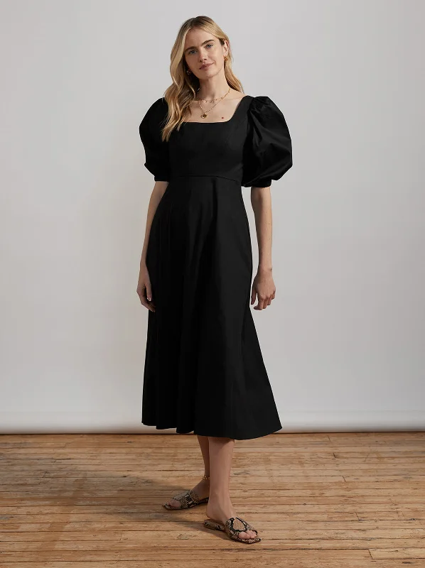 Crepe DressDeborah Black Cotton Midi Dress