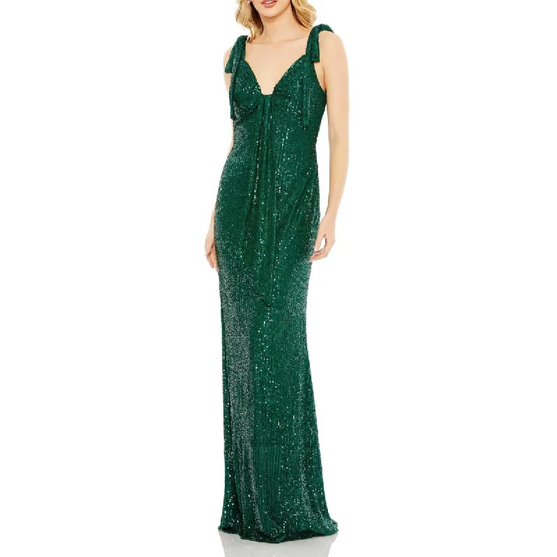 women's lace dressesIeena for Mac Duggal Womens Sequined Long Evening Dress