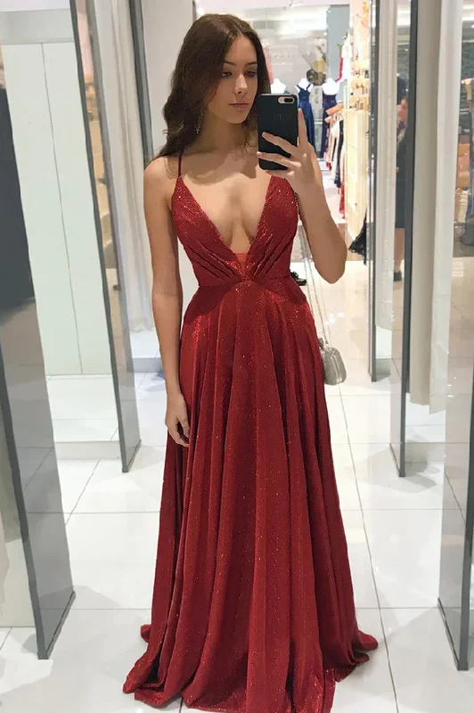 Tall Women DressSimple v neck long A line prom dress evening dress gh2138