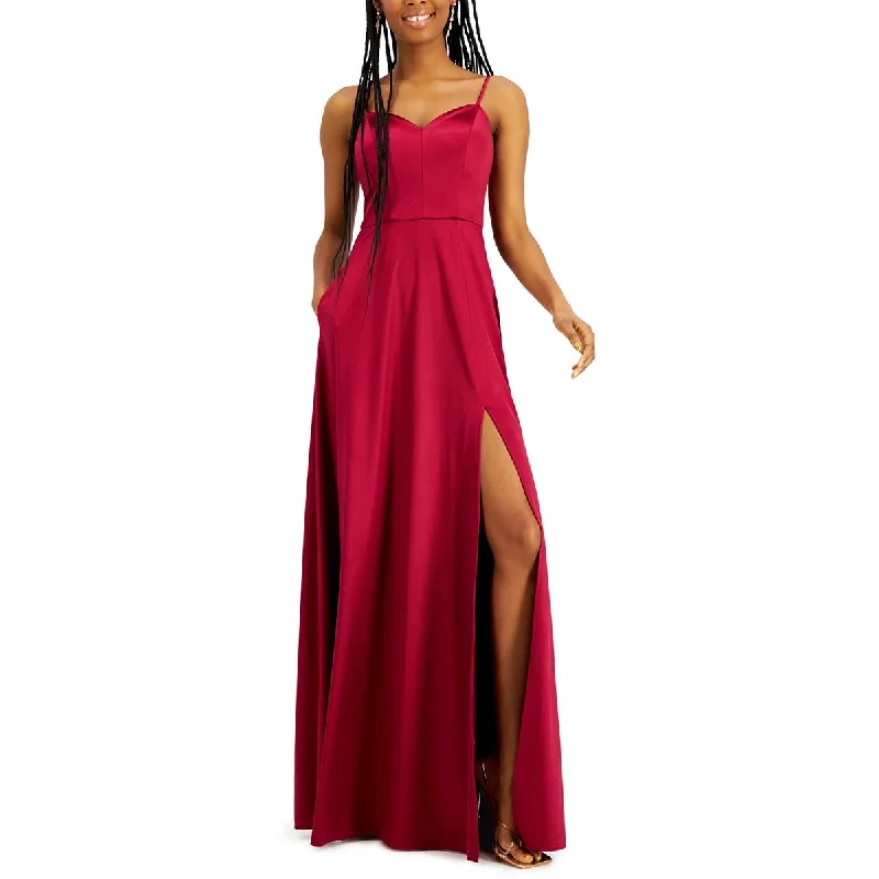 Solid Color DressCity Studio Womens Juniors Satin Sleeveless Evening Dress