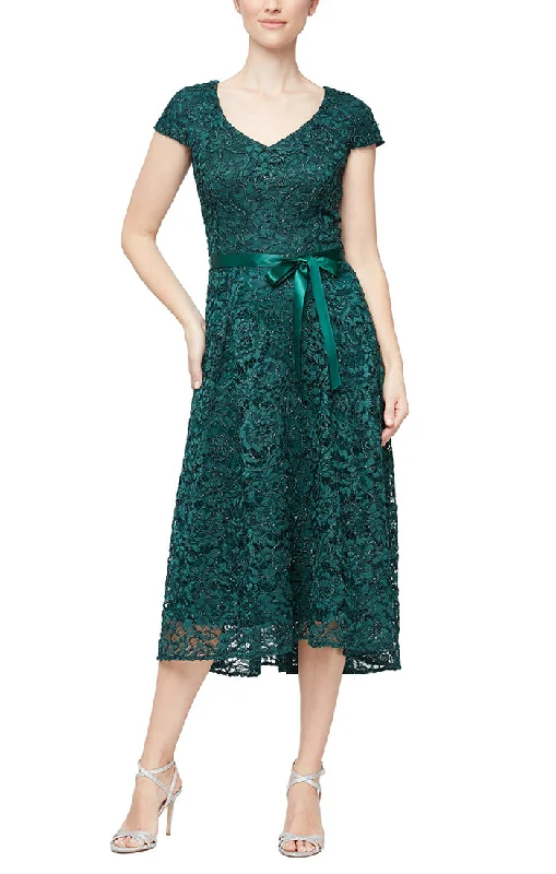 Lace Dressv - Floral Midi Dress