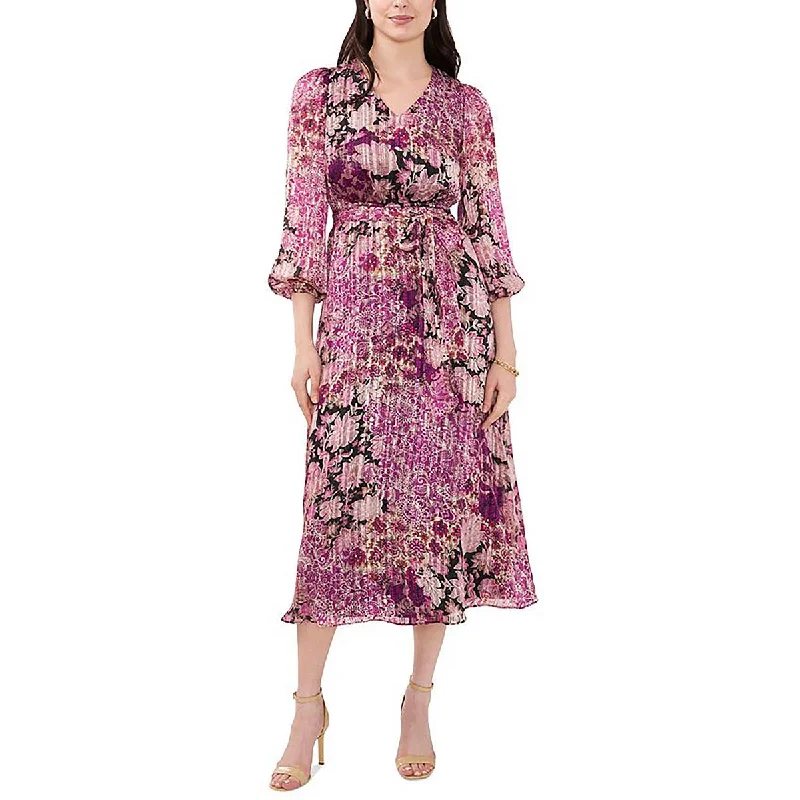 women's luxury dressesMSK Womens Petites Printed Midi Midi Dress