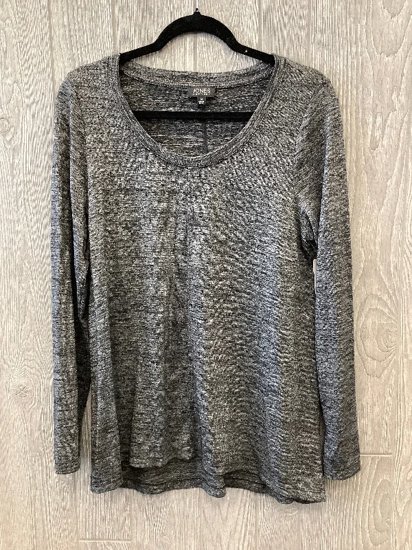 women's tops with cold-shoulder cuts and lace detailingTop Long Sleeve By Jones New York In Grey, Size: M