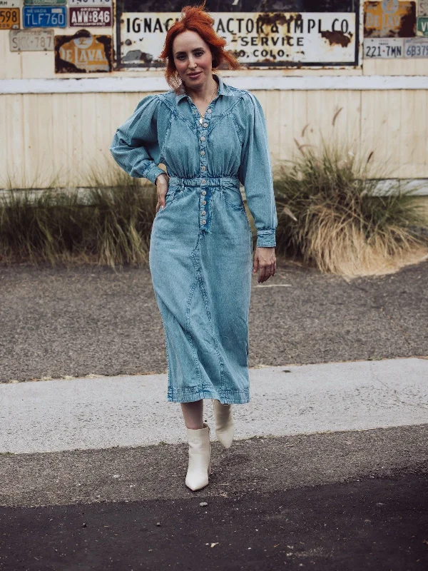 Satin DressFree People Mad Love Denim Midi Dress