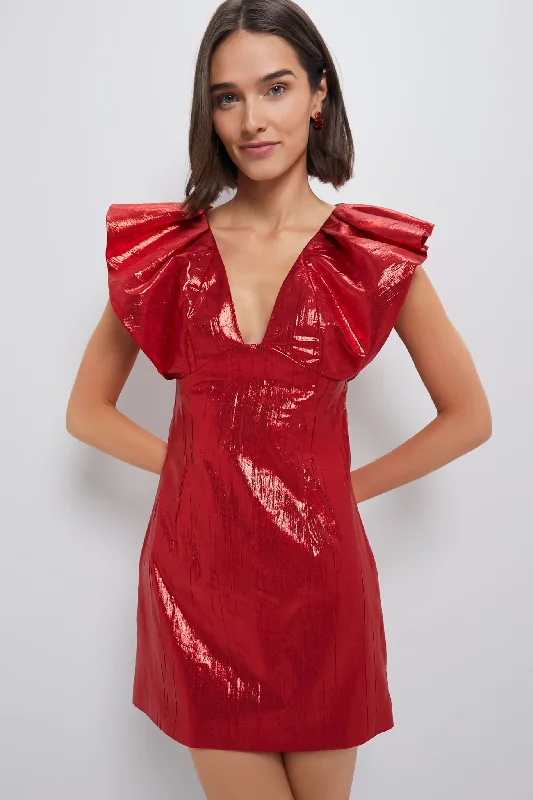 Prom DressRed Metallic Plisse Tanya Mini Dress