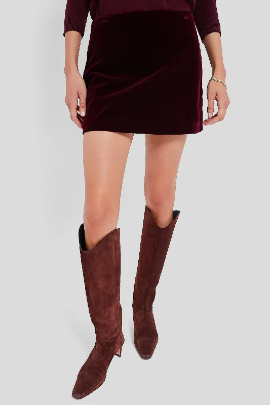 Sweetheart Neckline DressOxblood Velvet Opal Mini Skirt