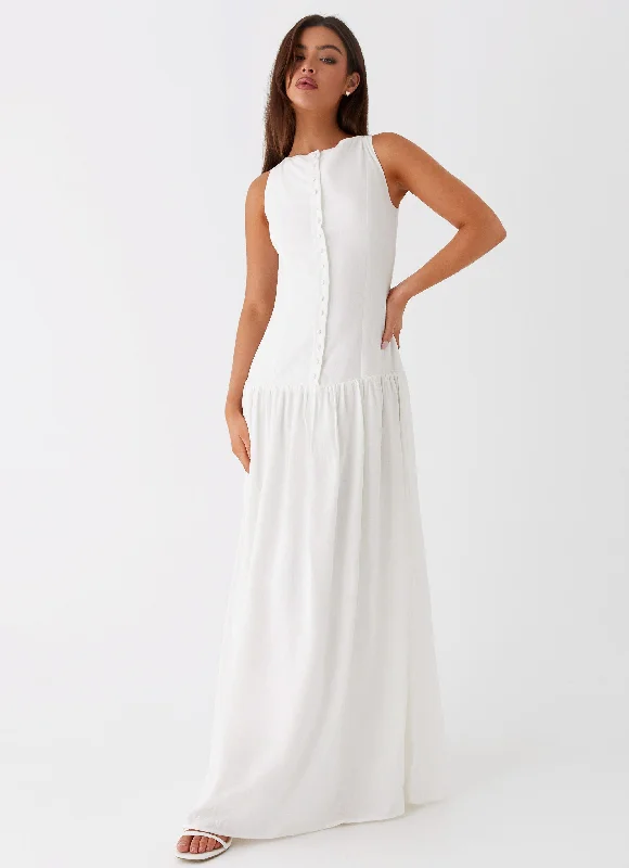 women's bow dressesMeggie Linen Maxi Dress - White