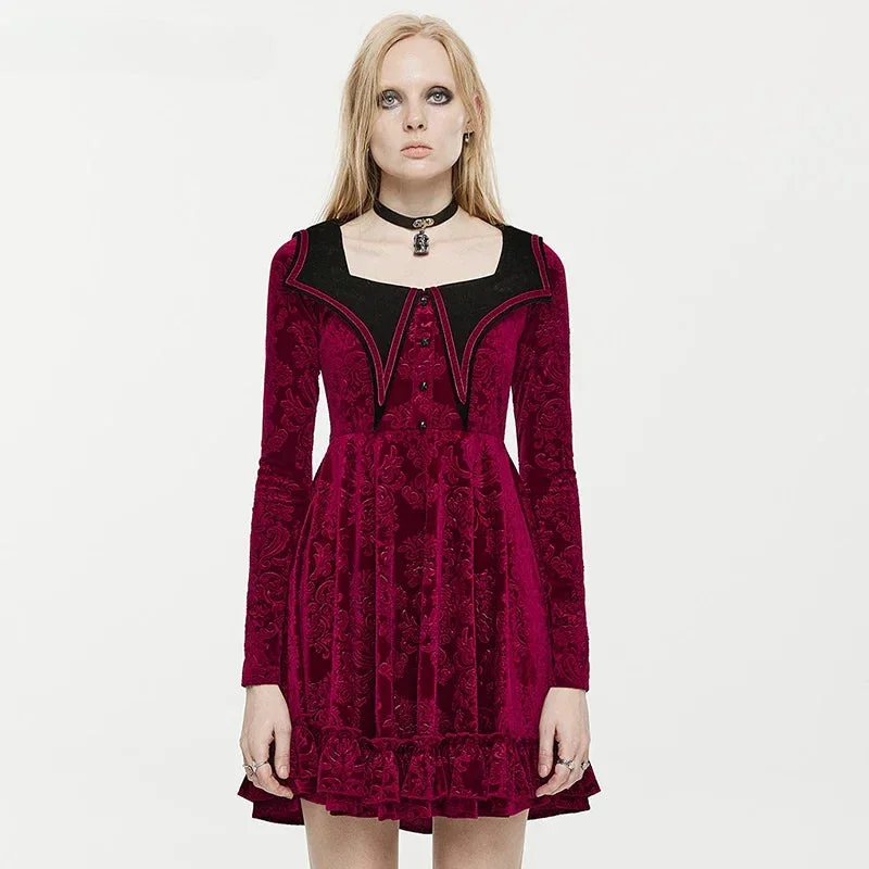 Pearl DressGothic Bat Shaped Velvet Mysterious Mini Dress