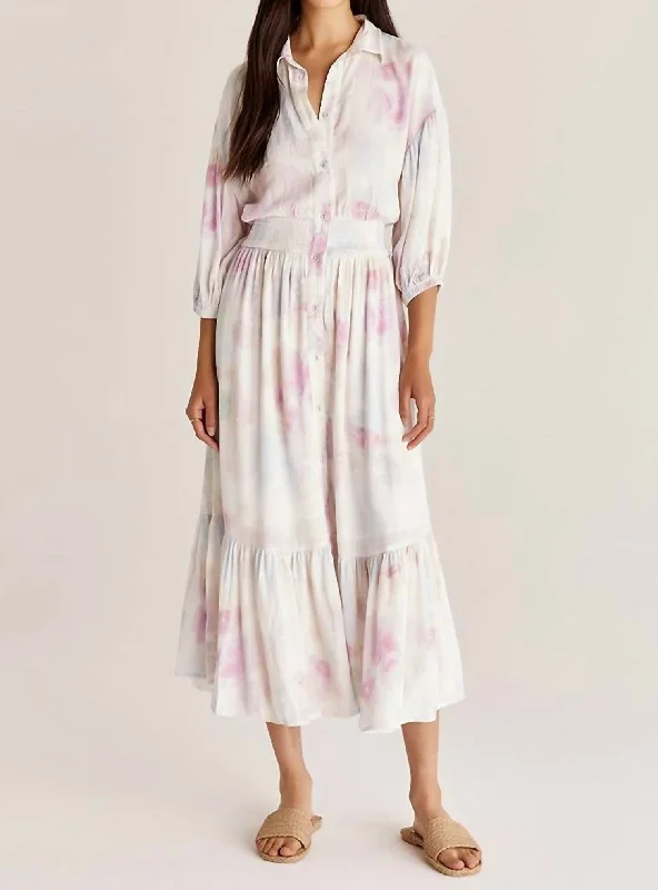 Peplum DressTanya Blurred Maxi Dress In Watercolor