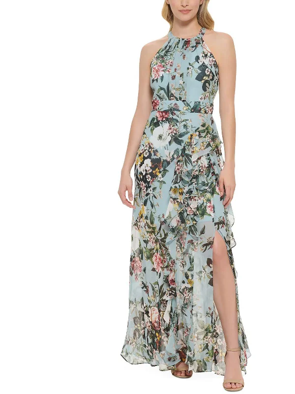 women's party dressesWomens Floral Halter Maxi Dress