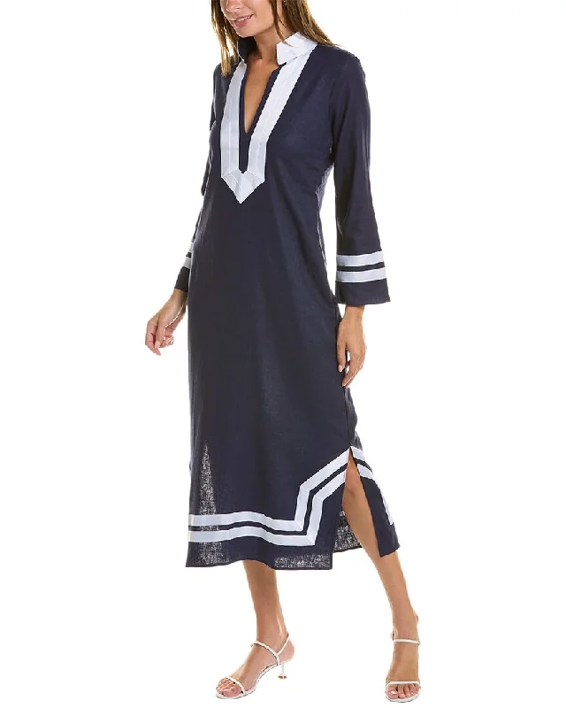 women's curve-hugging dressesSail to Sable Classic Linen-Blend Maxi Dress