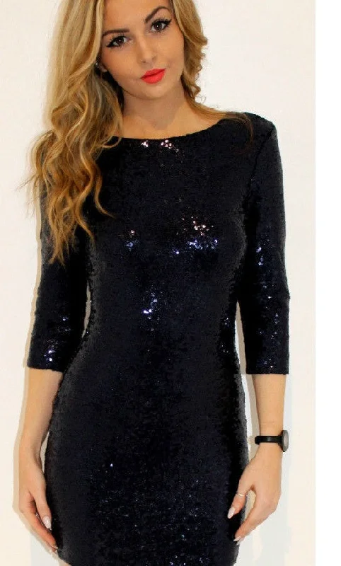 women's designer dressesVinci Padded Sequin Mini Dress - Black